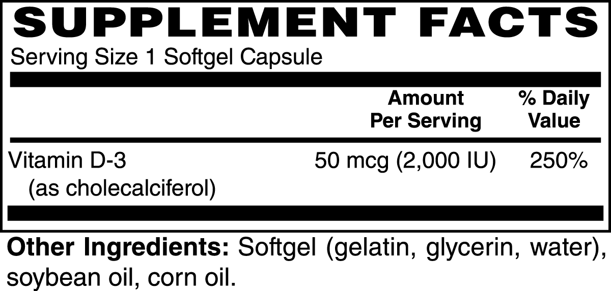 Vitamin D3 - 2,000 IU