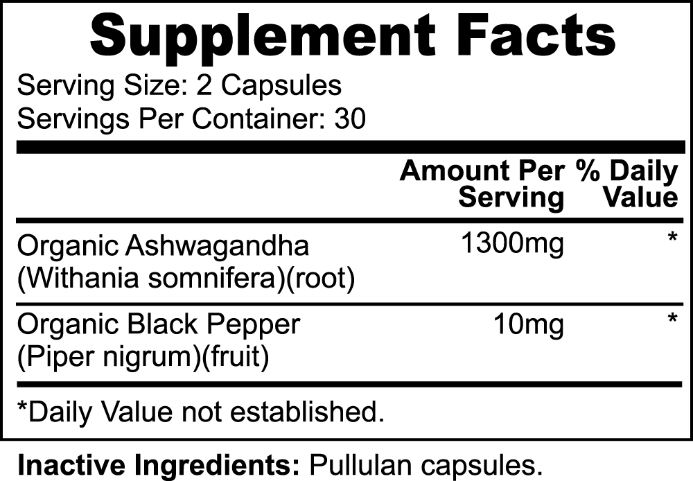 Organic Ashwagandha + Black Pepper